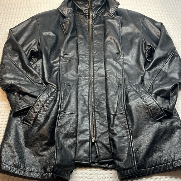 Wilson Leather Coat Full Zip/button Thinsulate Lined Size Med Pre-Owed - Picture 2 of 14